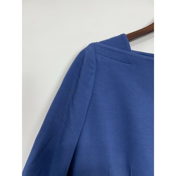 Elie Tahari Career Dress Size 6‎ Blue Scuba Knit Layer Notch Square Neck Zip - Picture 8 of 13